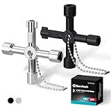 DURATECH 4 Wege Multifunktionale Utilities Schlüssel, Universal Kreuz Schaltschrank, Zinklegierung, 2-teiliig Multifunktionsschlüssel für Schaltschränke Wasserzähler Ventil