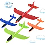 Hoiloie XXL 4 Stücke 44cm Styroporflieger Kinder,Flieger Styropor Flugzeug Styropor Kinder,Wurfgleiter Flieger mit 2 Flug Modi,Flugzeug Spielzeug für Jungen Mädchen ab 3 4 5 6 7 8 9 10 Jahre