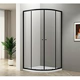 ARLETAN BLACK Duschabtrennung Viertelkreis 900x900mm, Klarglas