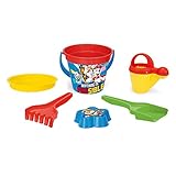 Eimergarnitur Paw Patrol mit Eimer, Sieb, Wasserkanne, Schaufel, Rechen und Sandform, 6 teilig
