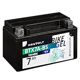 HeyVolt GEL Motorradbatterie 12V 7Ah 50615 BTX7A-BS YTX7A-BS CTX7A-BS SLA12-7Z-S FTX7A-BS GTX7A
