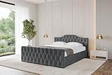 ALTDECOR Polsterbett mit Bettkasten und Lattenrost, Bett mit Kopfteil, Boxbett ohne Matratze, Doppelbett mit Stauraum - FALIO-Z-v1-120x200 Dunkelgrau