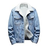 Herren Samt Gepolsterte Jeansjacke Reverskragen Langarm Dicker Cowboymantel Flauschige Steppjacke, 1##Blau, 30, 1 # Blau, 30