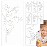 Schablonen für Wildblumen, Schablonen mit Blumenmotiven, Malschablonen, Set mit 8 Schablonen mit lebendigen Blumenmotiven, wiederverwendbare Blumenmuster für Projekte