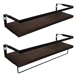 Veemoon Dekoratives Wandregal aus Robustem Material 2 Stück Wandablage für Küche und Bad Kompakte Größe Tiefbraunes Kiefernholz Aufbewahrungsregal für Diverse Kleinigkeiten