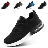 Hitmars Laufschuhe Herren Sportschuhe Damen Turnschuhe Joggingschuhe Sport Schuhe Luftkissen Running Atmungsaktiv Gym Sneaker Fitness Trailrunning Schwarz-Weiß EU 43