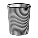 TYUIOP Moderner Mülleimer mit Vertikalen Streifen, Transluzent - 21,3 x 25 cm Großer Abfalleimer aus Kunststoff - Elegante Mülltonne für Büro & Wohnung - Großes Fassungsvermögen (Schwarz)