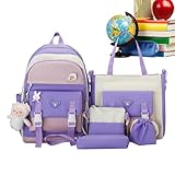 Generisch Rucksack-Set - Mädchen-Rucksack-Set Mittelschüler-Büchertasche - Schultasche mit großem Fassungsvermögen und -Zubehör, Studenten-Reisetasche für Mädchen, Kinder, Teenager