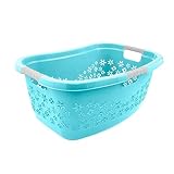 keeeper Ergonomischer Wäschekorb mit luftdurchlässigem Dekor, Anti-Rutsch-Softgriffe, 50 l, Lasse, Hellblau