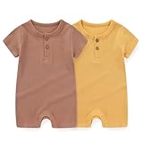 JELYLOVE Solid Unisex Kurzarm Baby Jungen Mädchen Spieler 2er-Pack Baumwolle Weich säuglingskleidung 0-24 Monate