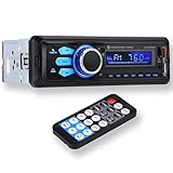 Altaudia Autoradio Auto - 1 DIN - 4x45W - Bluetooth 5.0, AUX-Funktion, MP3-Player und x2 USB, FM, Freisprechfunktion, 7 Farben, Fernbedienung, Speicherfunktion, LCD-Display, iOS & Android