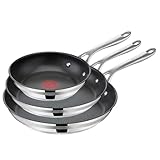 Tefal Jamie Oliver Cook Smart Pfannenset 20/24/28cm, Pfanne Induktion, sichere Titanium 2x Antihaftversiegelung, Antihaftpfanne,Thermo-Signal, für alle Herdarten geeignet, ergonomischer Griff, E310S3