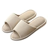 Generisch Hausschuhe Damen Baumwoll Winter, Badeschuhe Damen 40 Weichen Sohlen Hauspantoffeln Flache Slippers Wärme Filzhausschuhe Freizeit Pantoletten Offene Zehe Hausschlappen rutschfest Pantoffeln