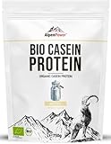 AlpenPower BIO MICELLAR CASEIN-PROTEIN mit BCAAs und Aminosäuren 750 g I 100% reines Casein-Proteinpulver ohne Zusatzstoffe I Hochwertiges Eiweiß Casein-Pulver aus Bio-Alpenmilch