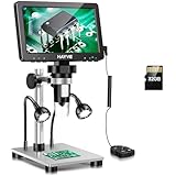 7“ LCD Digital Mikroskop, 1200X Vergrößerung für Münze PCB Schaltung Reparatur Löten, 12MP Kamera Sensor Münze Mikroskop, 32GB TF Karte, Kabelfernbedienung, 10 LED Licht, Kompatibel mit Windows/Mac