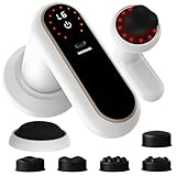 BLOGLOER Anti Cellulite Massagegerät mit 6 Einstellbare Stufen und 3 Arbeitsmodi, Elektrisch Lymphdrainage Gerät mit 5 Massageköpfe und 1 Kopf Pad, Heizung für Arme, Beine, Bauch und Gesäß, Weiß