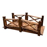 MIWOOYY Gartenbrücke Karbonisierte Teichbrücke aus Holz mit Geländer, Rustikale Dekorative Brücken des Hinterhof-Bach-Gartens, für Bauernhof, Unterstützt 250kg/ 550lbs