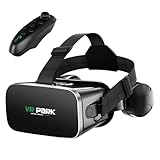 VR Brille mit Kopfhörern - 3D Virtual Reality Brille Headset für 3D Filme Videospiele Kompatibel mit 4,7-6,6 Zoll iPhone Android Smartphones, Einstellbarer Kurzsichtigkeitsgrad