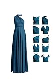 72styles Infinity Kleid mit Bandeau, wandelbares Brautjungfernkleid, lang, Übergröße, Mehrwege-Kleid, Twist-Wickelkleid, Blaugrün, Blau, Einheitsgröße