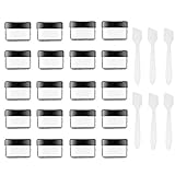 Toureal 15ml kleine Cremedose Leer (20 Stück) Kosmetikdose Plastik, Creme Dose Behälter für Kosmetik Tiegel (Schwarz, mit Deckel)