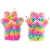 Wudaizhi Pelzige Tierkrallenhandschuhe, Tierkrallen-Cosplay-Handschuhe, Tragbare Pelzige Tierpfotenhandschuhe, Halloween-Cosplay-Requisiten