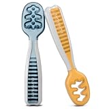 NumNum GOOtensil Esslernlöffel Babylöffel Set ab 6 Monaten - Beikost Baby Zubehör BLW - BPA frei Silikon Löffel Selber Essen - Baby Led Weaning Self Feeding Spoons (Blau/Orange)