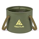 HIKENTURE Outdoor Faltschüssel 10L/15L/20L, Faltbarer Eimer Camping, Falteimer aus Langlebigem Planen Gewebe, Als Waschschüssel, Spülschüssel, Spülwanne, Angel Eimer für Spülen (20L, Army green)-B2