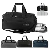 KYYLZ Sporttasche für Damen und Herren,Reisetasche mit Schuhfach & Nassfach,33L Trainingstasche Weekender Tasche Schwimmtasche Fitnesstasche Handgepäck Tasche Rucksack für Sport Yoga Urlaub Schwarz