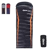 QEZER Daunenschlafsack Ultraleicht Schalfack mit Premium Daunen 8C° bis -3C° für Camping Wandern und Trekking Outdoor 3 Jahreszeiten (Schwarz)