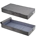 YIXNSW 2 Stück Unterbett Aufbewahrungsbox, 85 x 40 x 12cm Grau Faltbare Unterbettkommode aus Stoff, Bettkasten für Kleidung und Bettwäsche