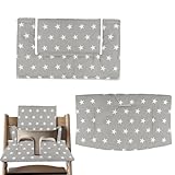 Hochstuhl Sitzkissen Set passend für Stokke Tripp Trapp, 46x29cm kids Sitzkissen Hochstuhl, Sitzverkleinerer für Hochstuhl, Hochstuhlauflage für Säuglinge Wasserdicht & Abnehmbar (Graue Sterne)