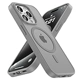 Natiiozie Magnetisch Hülle Kompatibel mit iPhone 15 Pro Max Kompatibel mit MagSafe, Matt Handyhülle Stoßfest Kratzfest Schutzhülle, Nie Vergilbung rutschfest Rückseite iPhone 15 Pro Max Case Grau