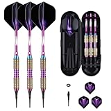 sanfeng Dartpfeile Kunststoffspitze 20 Gramm mit Rainbow Color Brass Barrel für Elektronische Dartscheibe, 50 Anti-Lose Gummiringe 6 Standard Flights 50 Spitzen