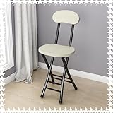 Faltbarer Barhocker mit Rückenlehne und Fußstütze, tragbar, Thekenhöhe, Klapphocker für Zuhause, Wohnzimmer, Esszimmer, Schwarz / Weiß