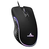 LYCANDER LMC380 Gaming-Maus, kabelgebunden, Optische USB-Mäuse mit Einstellbarer Dpi, bis zu 6400, 7 Tasten, LED, 1, 5 m Kabel