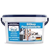 Plid® Silikon Fassadenfarbe Weiss Aussen matt 5L - für Beton, Mauerwerk, Kellerwand, Fassade & Sockel - Wandfarbe Weiß 5l - Aussenfarbe Weiss wetterfest - Außenwandfarbe - Aussenfarbe Fassade