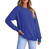 Damen Pullover, Rollkragenshirt Damen Pullover Elegant Shirt Longsleeve Skipullover Tshirt Oversize Jacquard Pullover Damen Troyer Lässige Pinker Glitzer (Blau,XL)