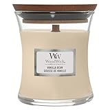 WoodWick Duftkerze mit knisterndem Docht | Mini-Sanduhr-Kerze Vanilla Bean | bis zu 20 Stunden Brennzeit | Perfekte Geschenke für Frauen
