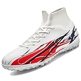 Unitysow Fußballschuhe Herren High Top Outdoor Sport Athletics Trainingsschuhe Kinder Professionelle TF Turf Fussballschuhe Jungen Erwachsene Halle Football Schuhe Weiß Gr.45
