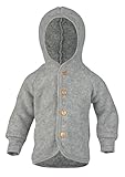 Engel Baby Jacke mit Kapuze Wollfleece, Hellgrau Melange, 86/92