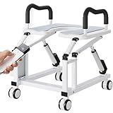 Elektrischer Toilettensitzerhöhung mit Armlehnen, beweglicher Hebestuhl, ergonomischer 29° Hubwinkel, 360° Universalräder mit Bremsen für verbesserte Mobilität