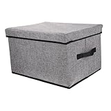 GREENADSCAPE Box Mit Deckel Faltbare Mit Deckel Großer Stauraum Für Kleidung Und Aus Waschbarem Baumwoll Leinen Ideal Für Schlafzimmer Und Spielzimmer Tiefgrau Plastikkisten Mit Deckel