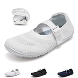 Wizshoe Damen Ballerina Flache Schuhe Slip On Ballerinas Elegant Walking Flats Bequem Sneakers Sommer Barfuss Schuhe Damenschuhe Frauen Breite Fitness Yoga Stoffschuhe Gymnastikschuhe Weiß 40EU