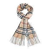 vimate Herren Camel Plaid Schal, Übergroßer Schottischer Clan Tartan Schal Wrap Winterschal für Hals(DE-Classic Camel Plaid)
