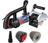 FANZWORK V2 1500 Watt Satiniermaschine zur Renovierung von Oberflächen aller Art, mit Tragetasche*1,Staubsaugung-Anschluss, Drehzahlregelung, Kugelgriff, Messing & Nylon & Schleifpapier Bürste