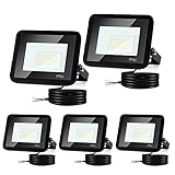 Tubiaz 5er 20W LED Flutlicht, Superhell LED Scheinwerfer Flutbeleuchtung, 1700LM Warmweiß IP66 Wasserfest Außenstrahler für Hinterhof, Auffahrt