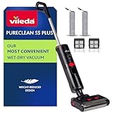 Vileda PureClean S5 Nass-Trockensauger mit Zubehör (2 Rollen, 2 Filter) | Kabelloser Akku Saugwischer mit Doppeltank & 100% Wassertrennung - Leicht, für alle Böden | 180m² mit 30Min Akkulaufzeit