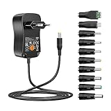 Zolt 36W Universal Netzteil AC zu DC 3V 4.5V 5V 6V 7.5V 9V 12V 3A Netzteil Adapter mit 10 DC-Steckverbinder für Haushaltselektronik, 3000mA Max.