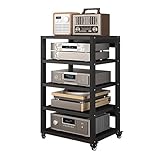 Premium HiFi-Ständer mit höhenverstellbarem Regal und rollenden Rädern, modernes Wohnzimmer, Audio-/Video-Komponenten-Schrank, Stereo-Ständer, Medien-Nizer