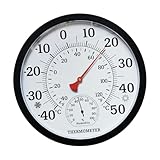 Baoblaze Wettermessgerät, Klimawerkzeug, stabiles schwarzes Gehäuse, Hygrometer, Thermometer für Garten, Schlafzimmer, Scheune, Werkstatt